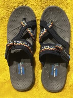 Skechers Outdoor Lifestyle Sandals Womens 9 Navy Multicolor Sport Hiking Comfort